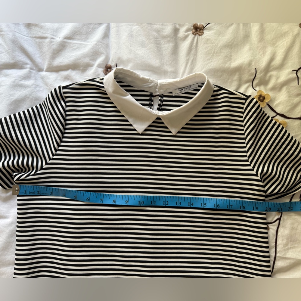 Zara Striped Short Sleeve Mini Dress with Collar size large - Picture 7 of 9
